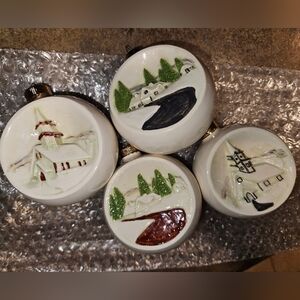 Vintage 1975 70s Duncan Ceramic Handpainted Christmas Bulbs Ornaments Set Of 4